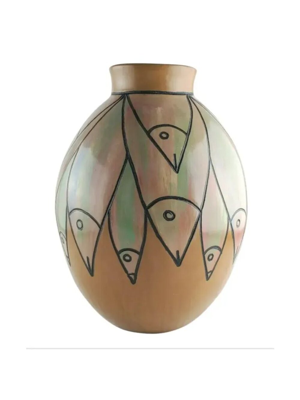 Vintage Peruvian Pottery Vase With Fish
